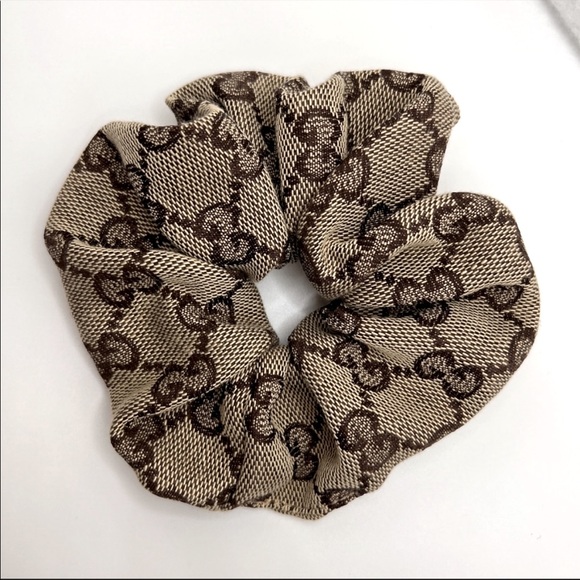 Gucci Patterned Brown Hair Scrunchie - Picture 1 of 5